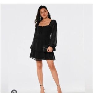 Hollister Black Mini Dress with Sheer Sleeves